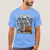Womens Just Waiting For Halloween Skeleton Coffee  T-shirt (Voorkant)