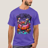 Womens Just Waiting for Halloween Skeleton Spooky  T-shirt (Voorkant)