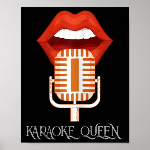 Womens Karaoke Queen Singer Music Micropho Poster