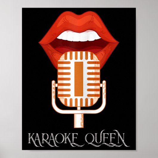 Womens Karaoke Queen Singer Music Micropho Poster (Voorkant)