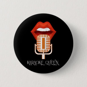 Womens Karaoke Queen Singer Music Micropho Ronde Button 5,7 Cm