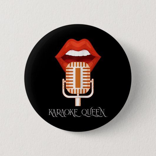 Womens Karaoke Queen Singer Music Micropho Ronde Button 5,7 Cm (Voorkant)