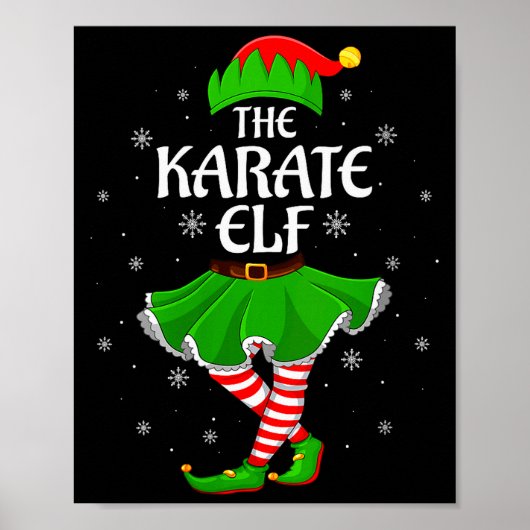 Womens Karate Elf Christmas Family Girls Women Elf Poster (Voorkant)