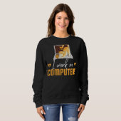 Womens kat mam ik werk aan computerkat trui (Voorkant volledig)