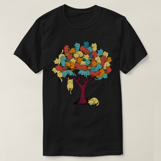 Womens Kattenboom Kat Koel Autumn Tree Kat LoverT- T-shirt (Design voorkant)