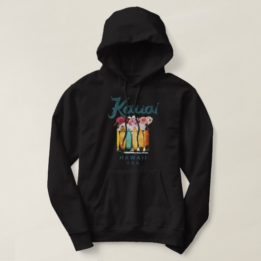 Womens Kauai Hawaii  Hawaiian Surfing Retro Hoodie (Design voorkant)