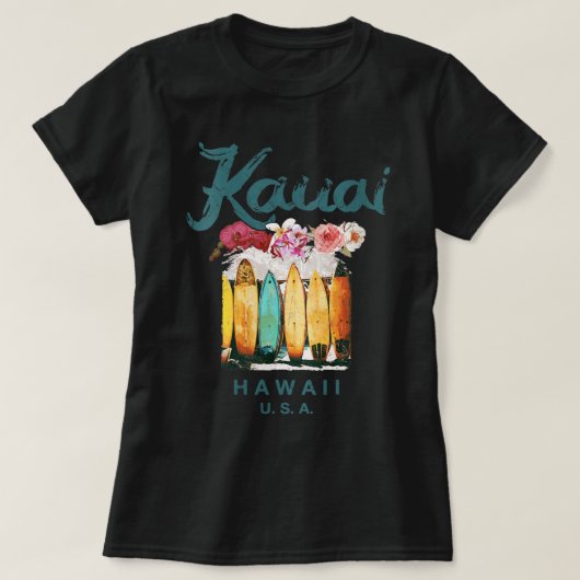 Womens Kauai Hawaii  Hawaiian Surfing Retro T-shirt (Design voorkant)