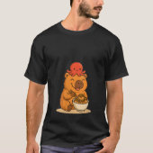 Womens Kawaii Capybara with Octopus Eating Takoyak T-shirt (Voorkant)