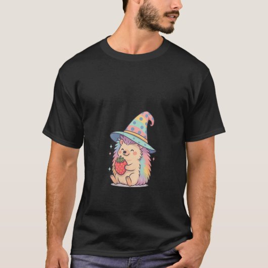 Womens Kawaii Wizard Hedgehog in Cute Pastel Witch T-shirt (Voorkant)