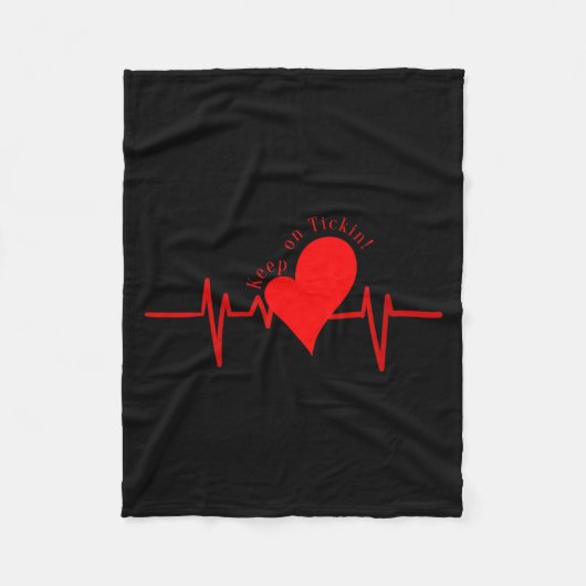 Womens Keep On Tickin! Ekg Heartbeat Cow Valve Hea Fleece Deken (Voorkant)