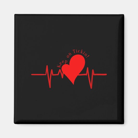 Womens Keep On Tickin! Ekg Heartbeat Cow Valve Hea Magneet (Voorkant)
