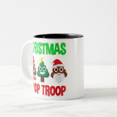 Womens kerst poep troep emoji tweekleurige koffiemok (Voorkant links)