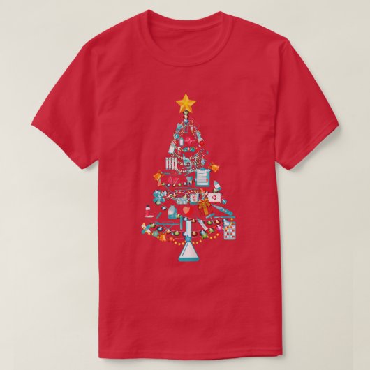 Womens kerstboomverpleegkundigen t-shirt (Design voorkant)