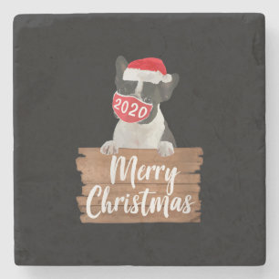 Womens Kerstmis Dog Gift Boston Terrier 2020 Maske Stenen Onderzetter