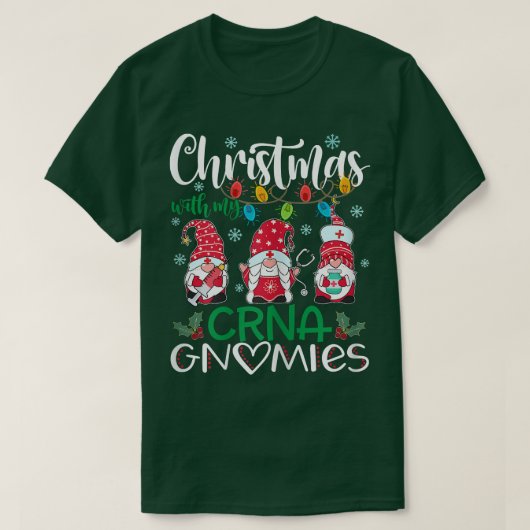 Womens Kerstmis met mijn CRNA Gnomen Nurse Stetho T-shirt (Design voorkant)