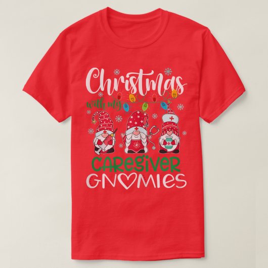 Womens Kerstmis met mijn verzorger Gnomies Stethos T-shirt (Design voorkant)