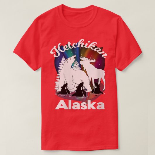 Womens Ketchikan Alaska Aurora Borealis Beer Moose T-shirt (Design voorkant)