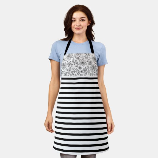 Women's Kitchen Apron with Stylish Pattern Schort (Gedragen)