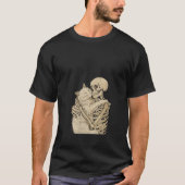Womens Kitten Pet Skeleton Hugging Cat Graphic Hal T-shirt (Voorkant)