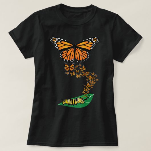 Womens kleurrijke derde pijler naar Monarch vlinde T-shirt (Design voorkant)