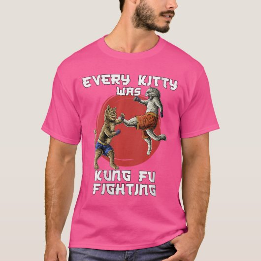 Womens Kung Fu Cat Red Japan Zon Elk Kat was K T-shirt (Voorkant)