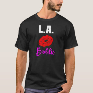 Womens L A Lips City Los Angeles Baddie T-shirt