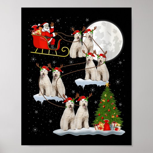 Womens Labradoodle Dog Santa Sleigh Flying Funny M Poster (Voorkant)