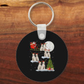 Womens Labradoodle Dog Santa Sleigh Flying Funny M Sleutelhanger (Voorkant)