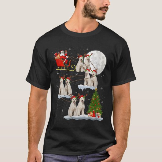 Womens Labradoodle Dog Santa Sleigh Flying Funny M T-shirt (Voorkant)