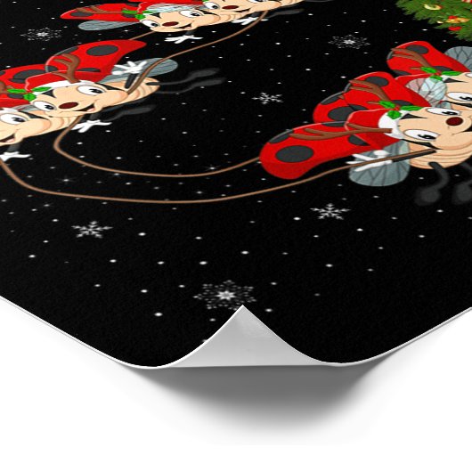 Womens Ladybug Ladybird Santa Sleigh Flying Funny  Poster (Hoek)
