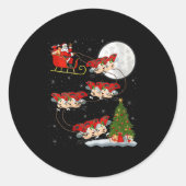 Womens Ladybug Ladybird Santa Sleigh Flying Funny  Ronde Sticker (Voorkant)