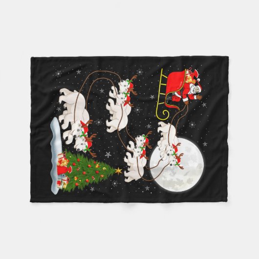 Womens Lar Bear Santa Sleigh Flying Funny Magical  Fleece Deken (Voorkant (Horizontaal))