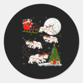 Womens Lar Bear Santa Sleigh Flying Funny Magical  Ronde Sticker (Voorkant)