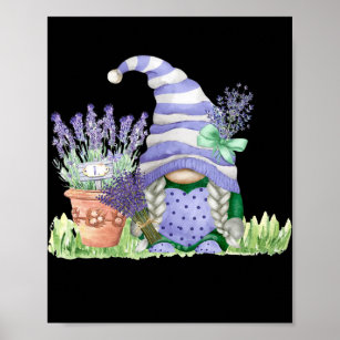 Womens Lavender Gnome Spring Gardening Paars Poster