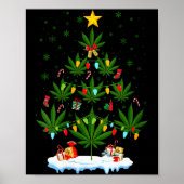 Womens Leaf Christmas Tree Weed Stoner Xmas V-neck Poster (Voorkant)