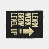 Womens Learn Work Grow Level Up Growth Success Vin Fleece Deken (Voorkant (Horizontaal))