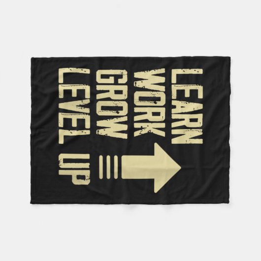 Womens Learn Work Grow Level Up Growth Success Vin Fleece Deken (Voorkant (Horizontaal))