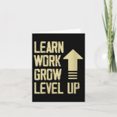Womens Learn Work Grow Level Up Growth Success Vin Kaart (Voorkant)