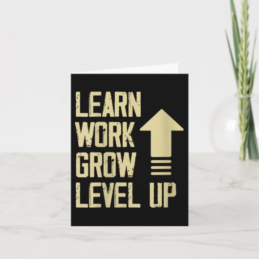 Womens Learn Work Grow Level Up Growth Success Vin Kaart (Voorkant)