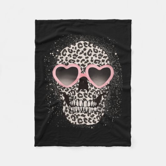 Womens Leopard Gothic Skull Cool Skeleton Cheetah  Fleece Deken (Voorkant)