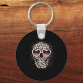 Womens Leopard Gothic Skull Cool Skeleton Cheetah Sleutelhanger (Voorkant)