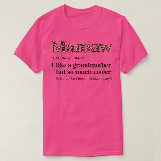 Womens Leopard Mamaw Definition Funny Grandma Gift T-shirt (Design voorkant)