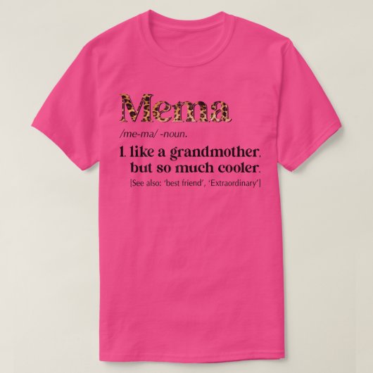 Womens Leopard Mema Definition Funny Grandma Gift T-shirt (Design voorkant)