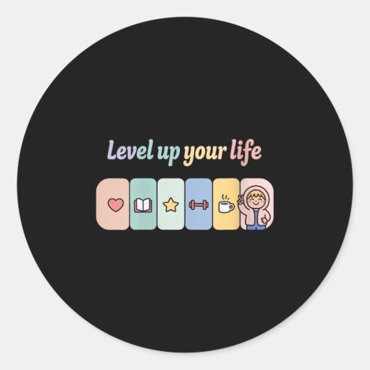 Womens Level Up Your Life Progress Bar Gamer Motiv Ronde Sticker (Voorkant)