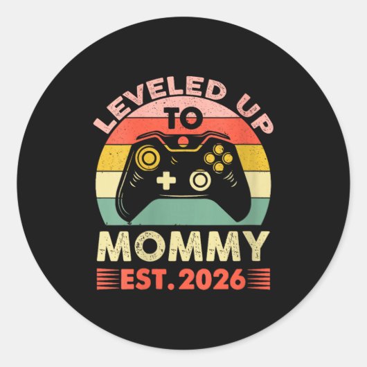 Womens Leveling Up To Mommy 2026 First Time Mom 20 Ronde Sticker (Voorkant)