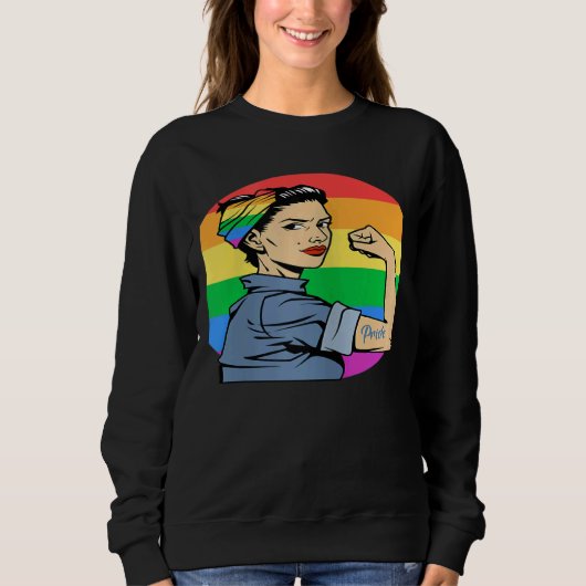 Womens LGBT Gay Lesbian Pride Feminist Rainbow Fla Trui (Voorkant)