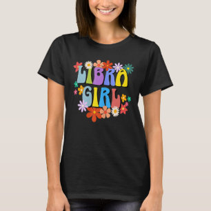 Womens Libra Girl Zodiac Sign Groovy Retro Birthda T-shirt