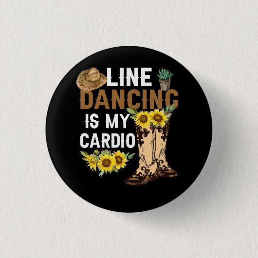 Womens Line Danser is mijn Cardio Dancer Land Mu Ronde Button 3,2 Cm (Voorkant)