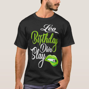Womens LIp Afdrukken Grafisch Leo Girl Birthday Di T-shirt