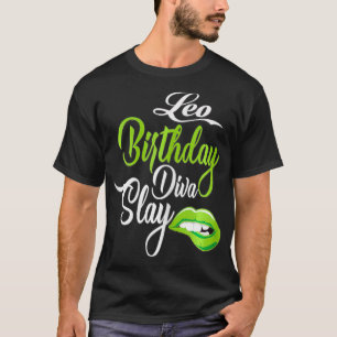 Womens LIp Afdrukken Grafisch Leo Girl Birthday Di T-shirt